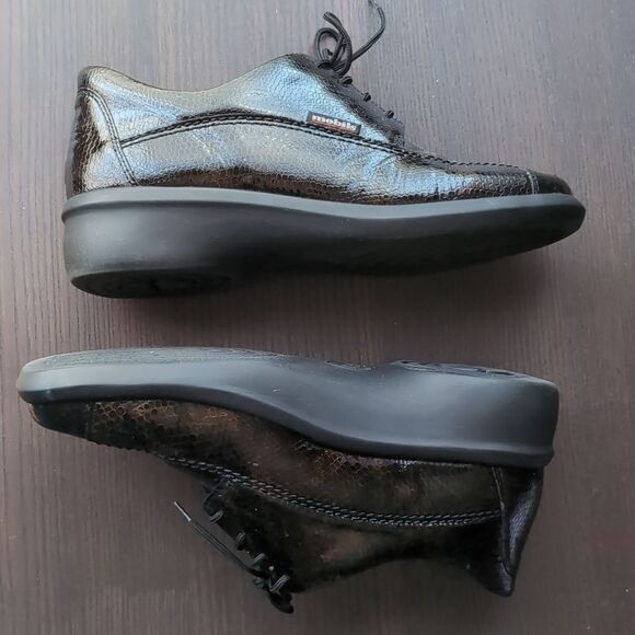 Mephisto Black Genuine Leather Oxfords Shock Absorber Polished Finish Us 7.5 - Picture 3 of 9